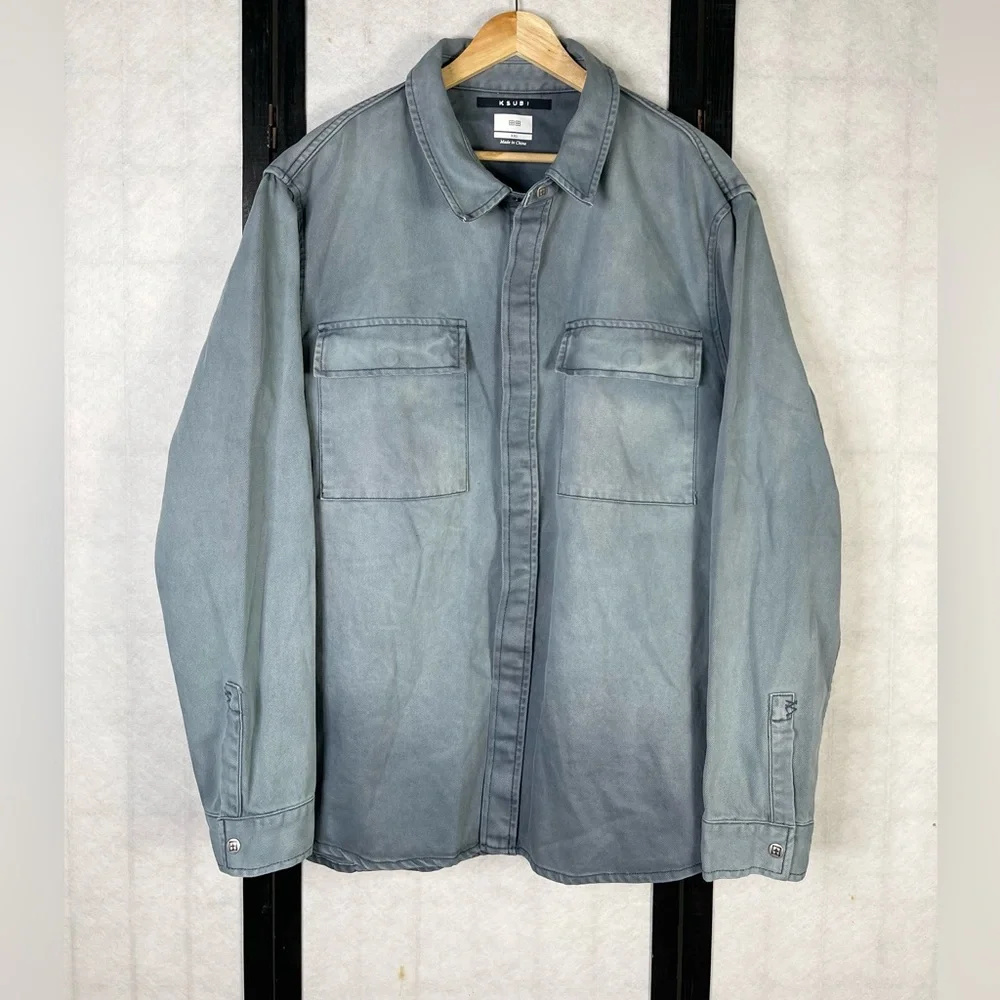NEW Ksubi Faded Blue Shirt Jacket. XXL